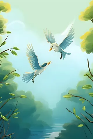 国风意境晚霞山云背景