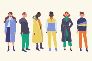 冬天服饰服装冬装穿冬装保暖冬季卡通人物男女装Ai矢量图片素材