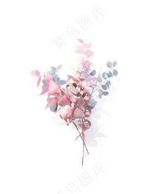 淡雅水粉画枝叶图片