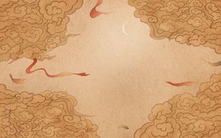 中国风复古国潮神话敦煌插画图案纸纹理肌理背景PSD设计模板素材