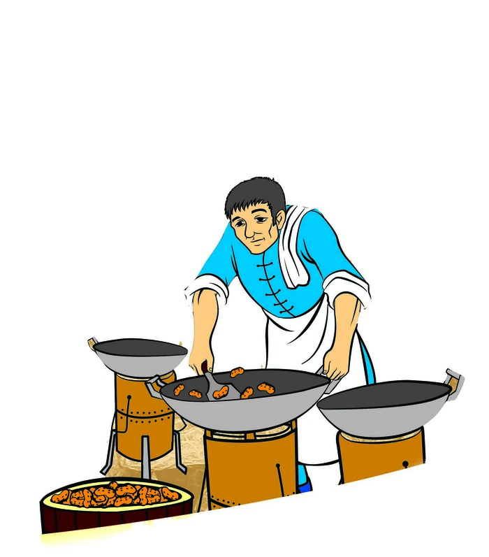 卡通人   古代作坊   坊间艺人  食品加工psd模版下载