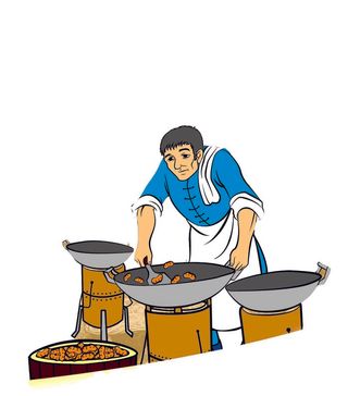 卡通人   古代作坊   坊间艺人  食品加工