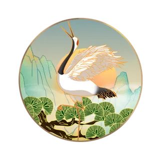 国潮仙鹤插画免扣素材设计素材