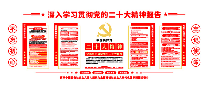矢量二十大党建文化墙