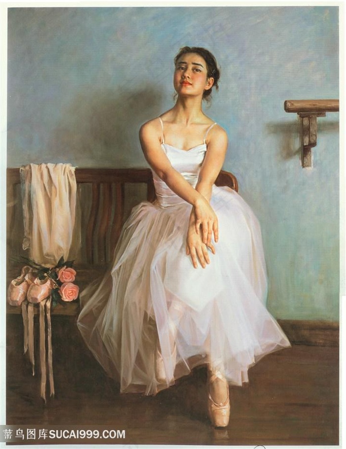 国内芭蕾舞女孩油画图片