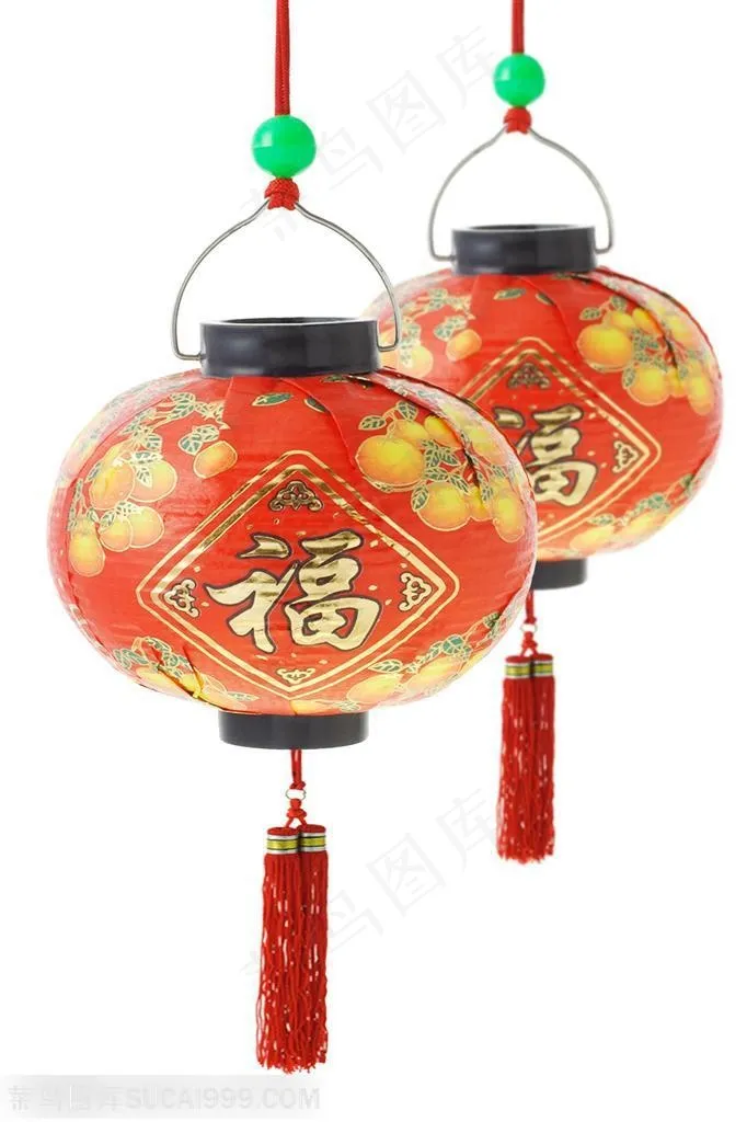 中国民俗-两个红灯笼摆放在一起