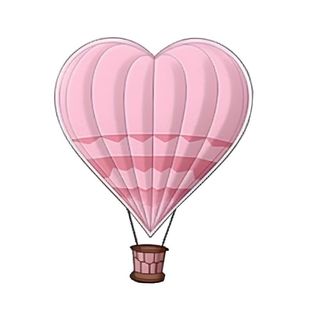 爱心热气球粉色免抠