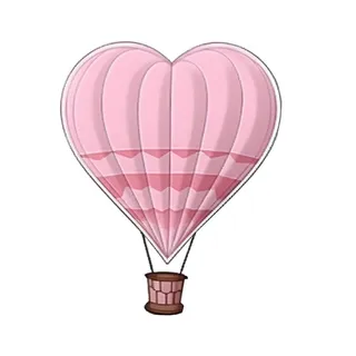 爱心热气球粉色免抠