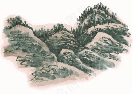 水墨山石国画摄影图片