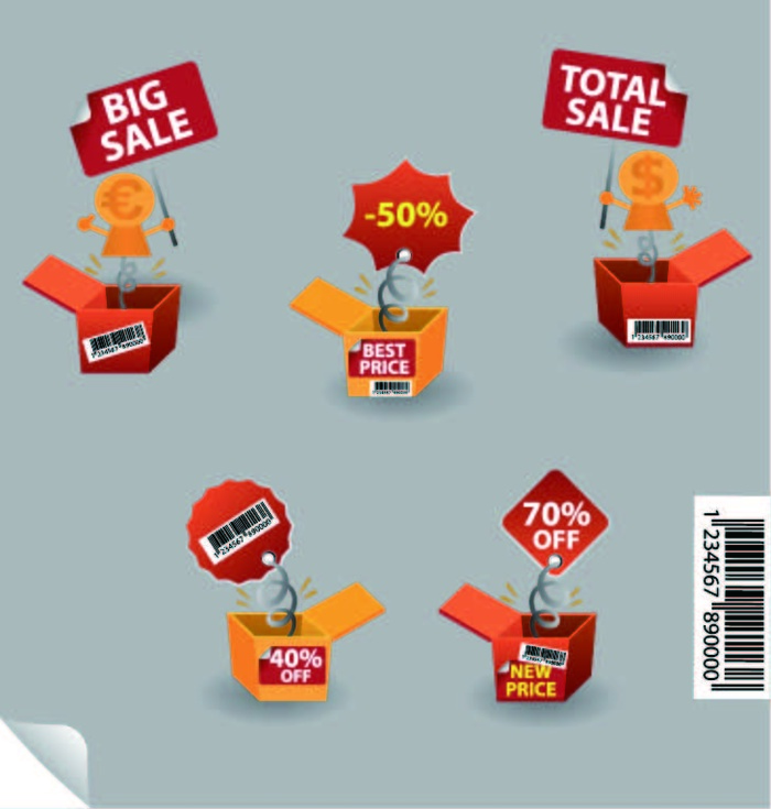 免抠弹簧盒子促销标签