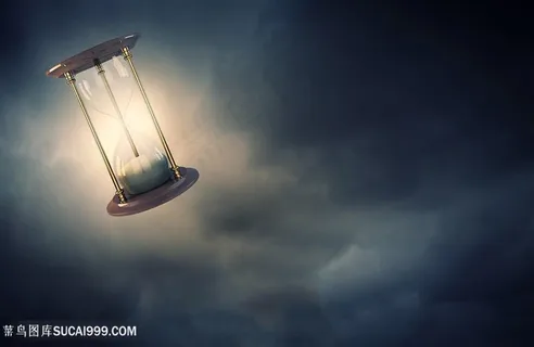 沙漏发光黑夜天空创意图片
