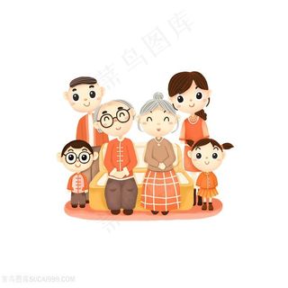 免扣卡通手绘全家福