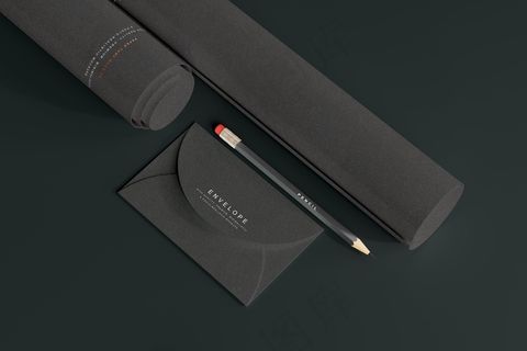 高端暗黑文具类文创VI样机模板