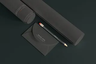 高端暗黑文具类文创VI样机模板