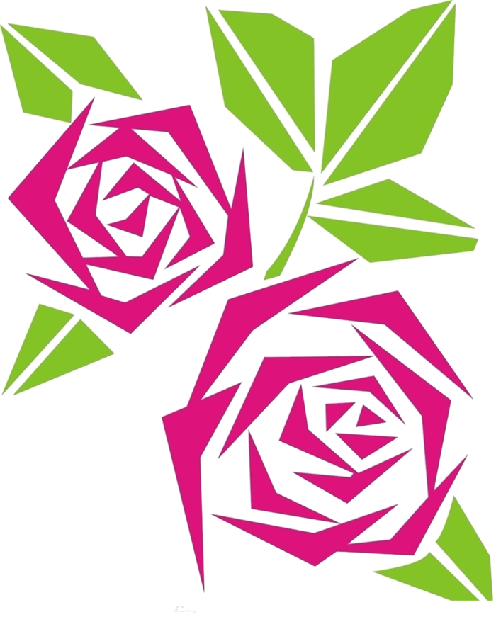 卡通简笔菱形玫瑰花