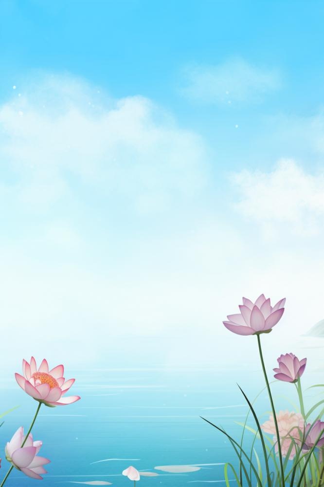 水墨大气国风荷花荷叶背景