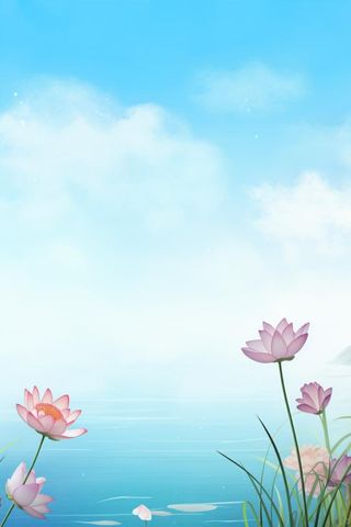 水墨大气国风荷花荷叶背景