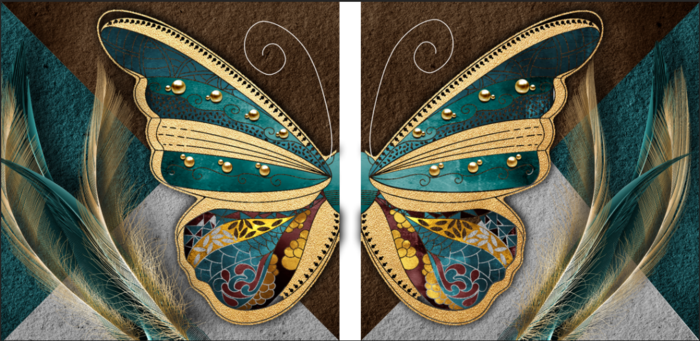 抽象蝴蝶羽毛两联装饰画