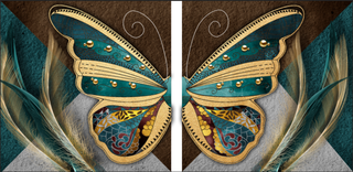 抽象蝴蝶羽毛两联装饰画