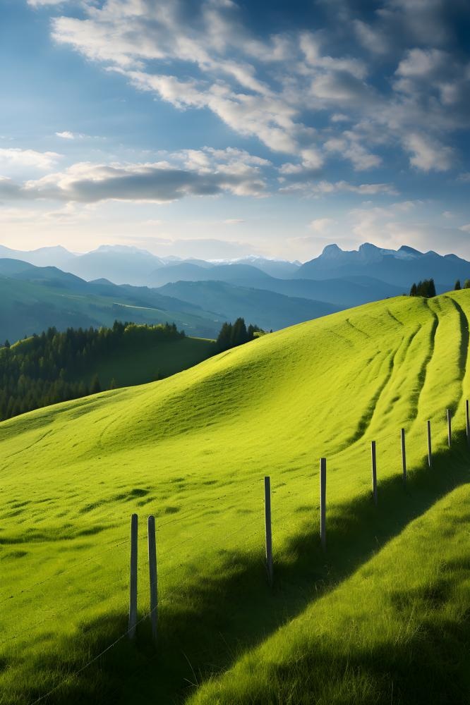 绿色山脉树林云层摄影