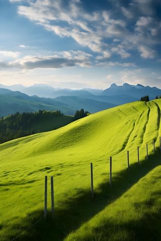 绿色山脉树林云层摄影