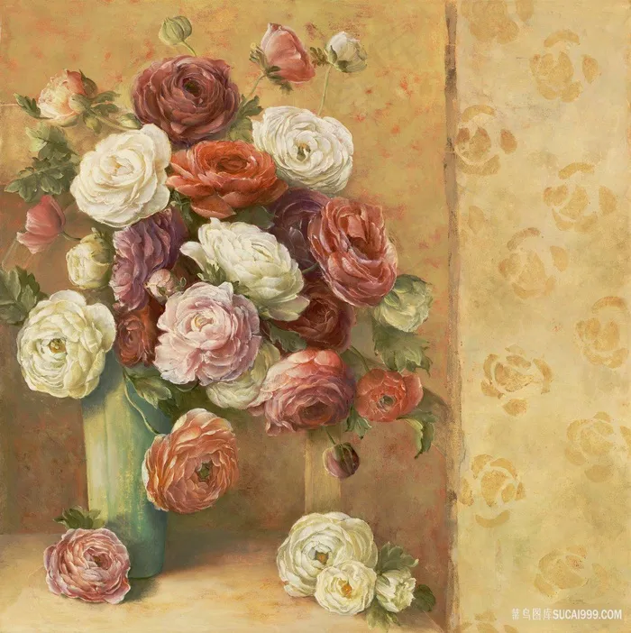 唯美花卉花瓶艺术插画