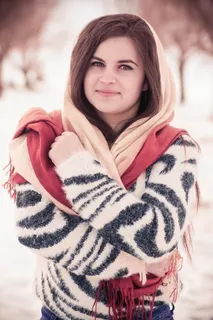 冬天围巾美女写真图片