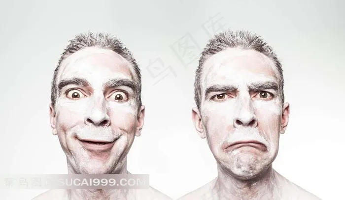 欧美搞怪中年男涂白粉脸