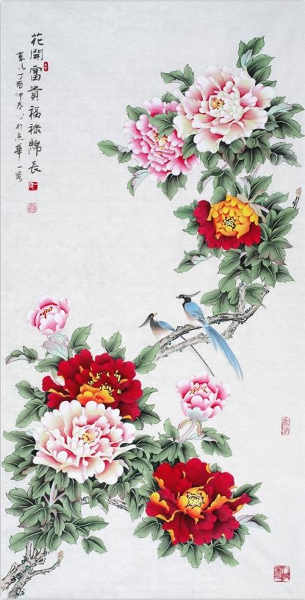 牡丹花图竖版