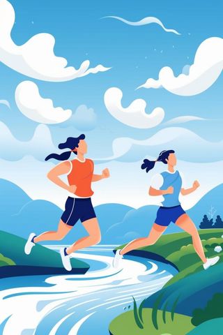奔跑运动扁平卡通插画背景