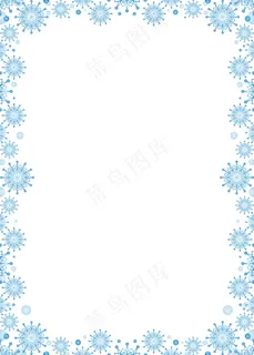 蓝色雪花边框背景图片