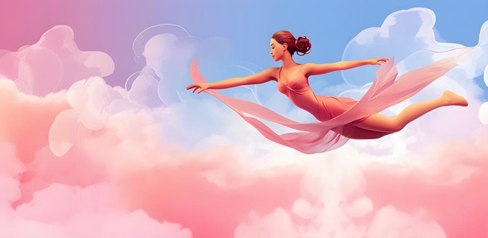 舞蹈跳舞的女孩粉色天空背景