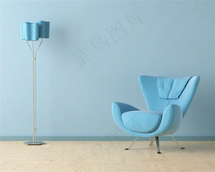 蓝色简约四脚椅座家具图片