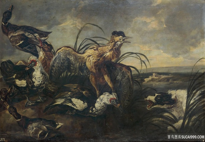 唯美水鸡风景画油画