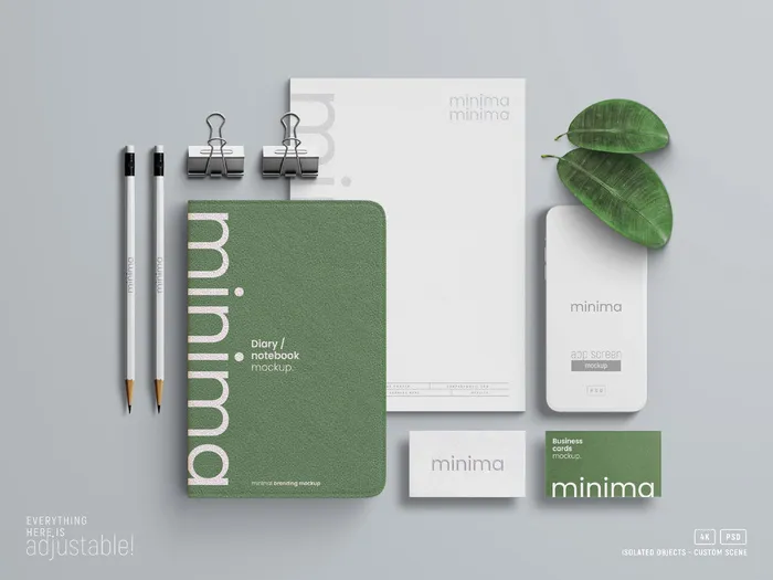 办公产品灰色背景样机psd模版下载