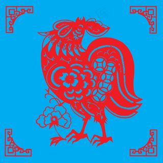 鸡剪纸 剪纸风元素