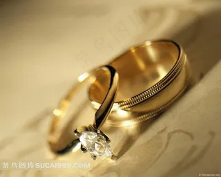婚庆素材黄金钻石戒指