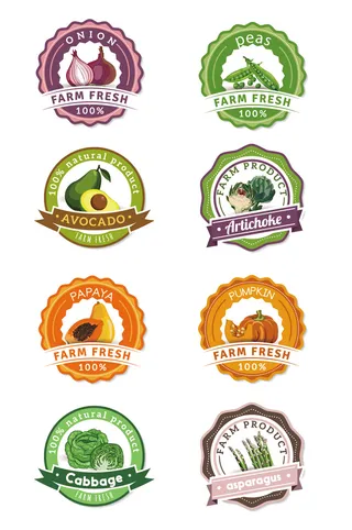 AI矢量蔬菜标签标示