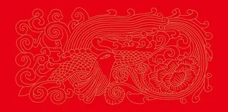 仙凤花纹矢量图