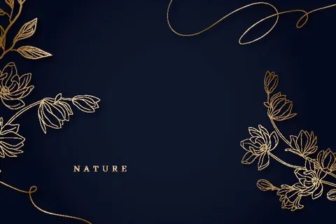 中国风古典背景矢量图片渐变金色线条花纹线性几何传统树叶ai素材