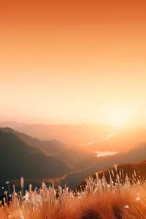 落日夕阳美景山脉摄影