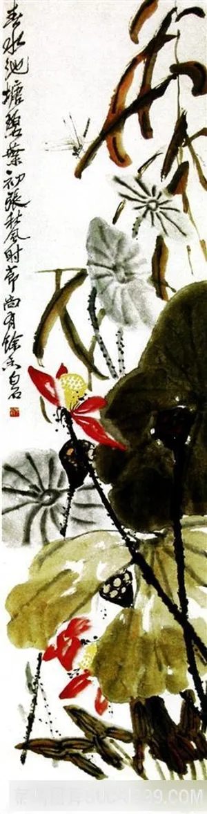 国画名家作品-齐白石的蜻蜓荷花 莲蓬 国画名家作品-齐白石的蜻蜓荷花 莲蓬