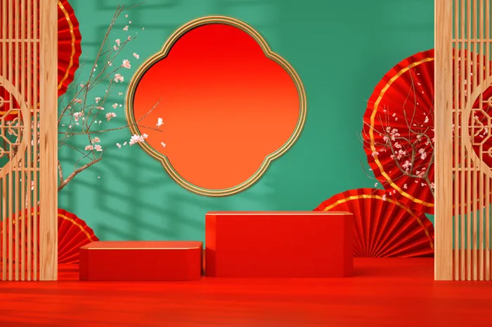 中国风古典背景喜庆绿色主图背景psd模版下载