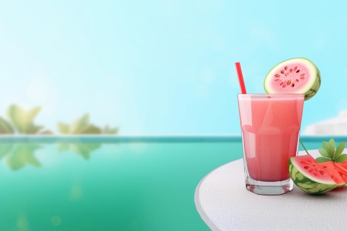 清新莲花夏日饮料西瓜汁背景