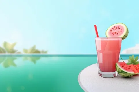 清新莲花夏日饮料西瓜汁背景