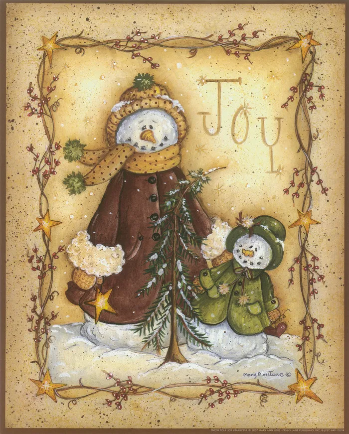 唯美雪景雪人艺术插画