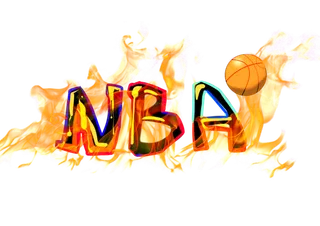NBA篮球赛热血燃烧艺术字篮球赛免扣素材