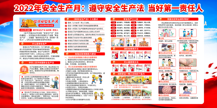 2022年安全生产月知识宣传公益展板psd模版下载