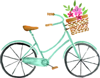 自行车卡通简笔春季素材谷雨