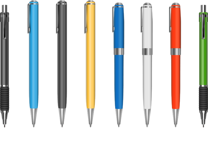 免抠彩色圆珠笔素材文具教育